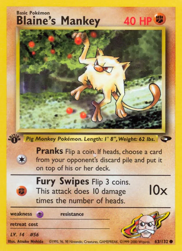 Blaine's Mankey full card art