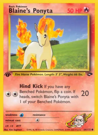 Blaine's Ponyta #64 · Gym Challenge Pokémon card