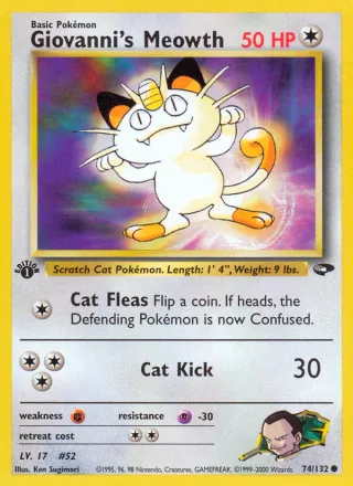 Giovanni's Meowth #74 · Gym Challenge Pokémon card