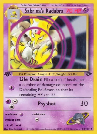 Sabrina's Kadabra #58 · Gym Challenge Pokémon card