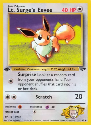 Lt. Surge's Eevee #51 · Gym Challenge Pokémon card