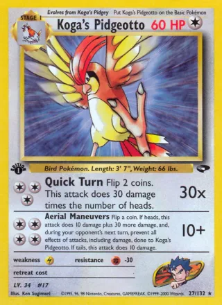 Koga's Pidgeotto #27 · Gym Challenge Pokémon card
