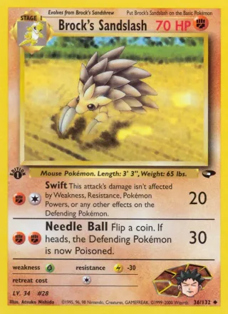 Brock's Sandslash #36 · Gym Challenge Pokémon card