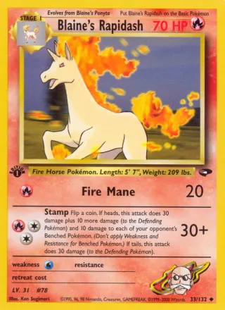 Blaine's Rapidash #33 · Gym Challenge Pokémon card