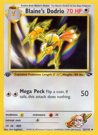 Blaine's Dodrio #32 · Gym Challenge Pokémon card