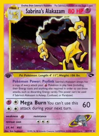 Sabrina's Alakazam #16 · Gym Challenge Pokémon card