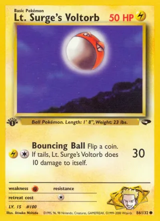 Lt. Surge's Voltorb #86 · Gym Challenge Pokémon card