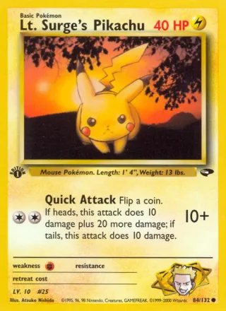 Lt. Surge's Pikachu #84 · Gym Challenge Pokémon card