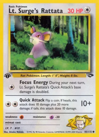 Lt. Surge's Rattata #85 · Gym Challenge Pokémon card