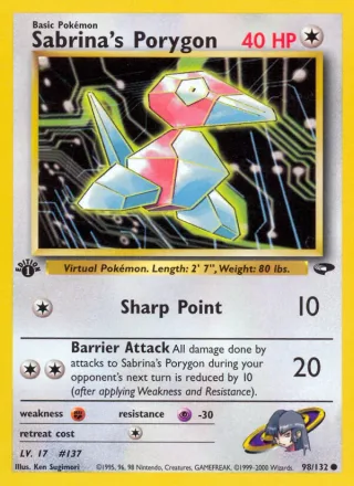 Sabrina's Porygon #98 · Gym Challenge Pokémon card