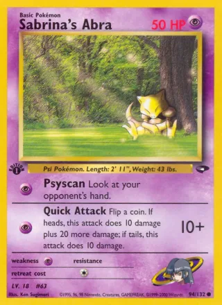 Sabrina's Abra #94 · Gym Challenge Pokémon card