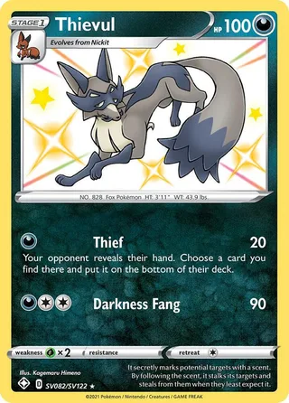 Thievul #SV082 · Shining Fates Shiny Vault Pokémon card