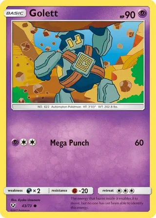 Golett #43 · Shining Legends Pokémon card