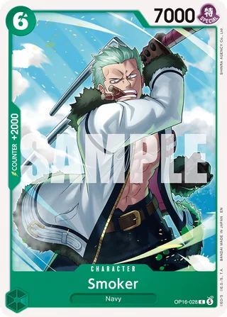 Smoker #OP16-028 · The Time of Battle Release Event Cards One Piece card