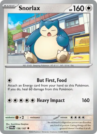 Snorlax #136 · Twilight Masquerade Pokémon card