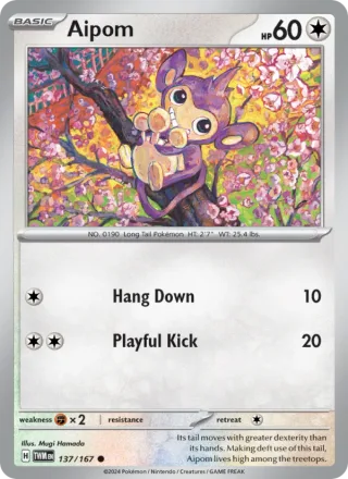 Aipom #137 · Twilight Masquerade Pokémon card