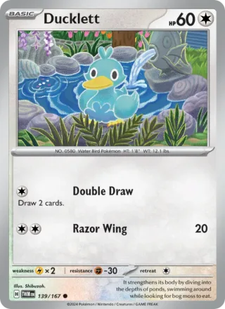 Ducklett #139 · Twilight Masquerade Pokémon card