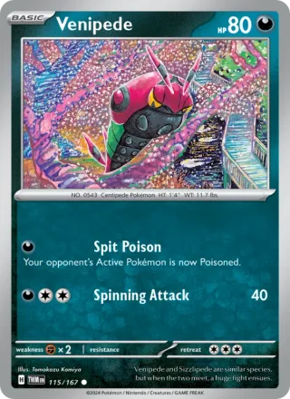 Venipede #115 · Twilight Masquerade Pokémon card