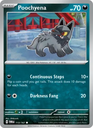 Poochyena #113 · Twilight Masquerade Pokémon card