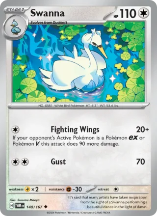 Swanna #140 · Twilight Masquerade Pokémon card