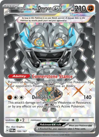 Cornerstone Mask Ogerpon ex #199 · Twilight Masquerade Pokémon card