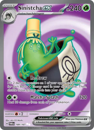 Sinistcha ex #189 · Twilight Masquerade Pokémon card