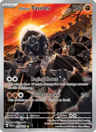 Paldean Tauros #218 · Paldea Evolved Pokémon card