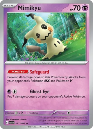Mimikyu #037 · Paldean Fates Pokémon card