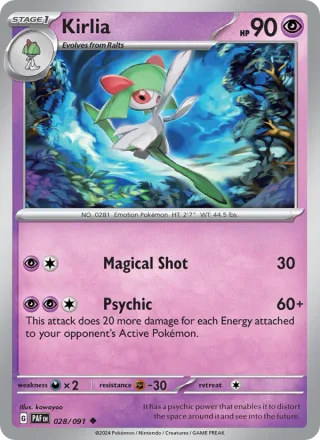 Kirlia #028 · Paldean Fates Pokémon card