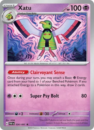 Xatu #026 · Paldean Fates Pokémon card