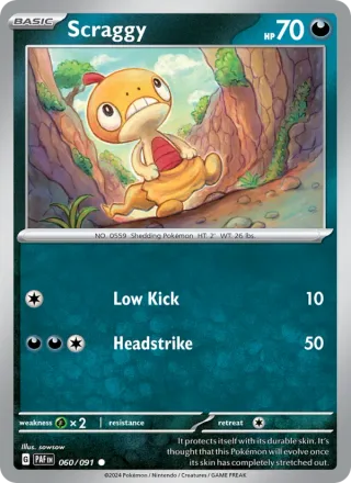 Scraggy #060 · Paldean Fates Pokémon card