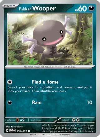Paldean Wooper #058 · Paldean Fates Pokémon card