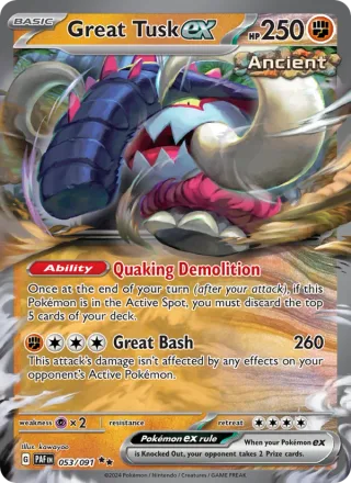 Great Tusk ex #053 · Paldean Fates Pokémon card