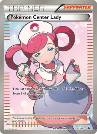 Pokémon Center Lady #105 · Flashfire Pokémon card