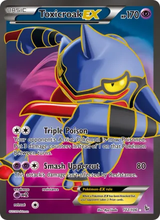 Toxicroak EX #102 · Flashfire Pokémon card
