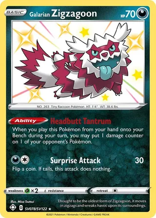Galarian Zigzagoon #SV078 · Shining Fates Shiny Vault Pokémon card