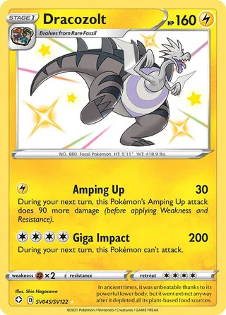 Dracozolt #SV045 · Shining Fates Shiny Vault Pokémon card