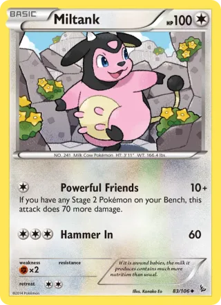 Miltank #83 · Flashfire Pokémon card