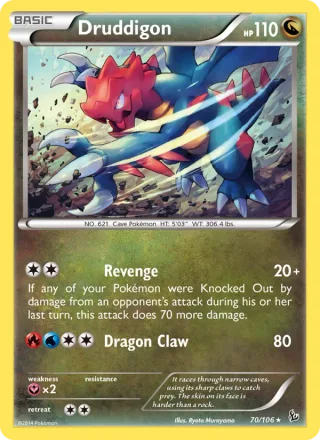 Druddigon #70 · Flashfire Pokémon card