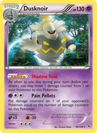 Dusknoir #40 · Flashfire Pokémon card