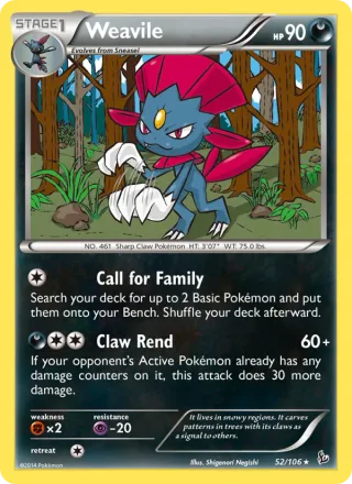 Weavile #52 · Flashfire Pokémon card