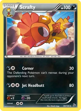 Scrafty #59 · Flashfire Pokémon card