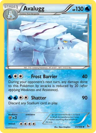 Avalugg #31 · Flashfire Pokémon card