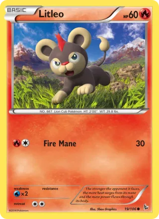 Litleo #19 · Flashfire Pokémon card