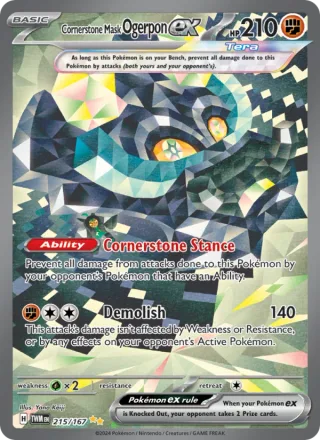 Cornerstone Mask Ogerpon ex #215 · Twilight Masquerade Pokémon card