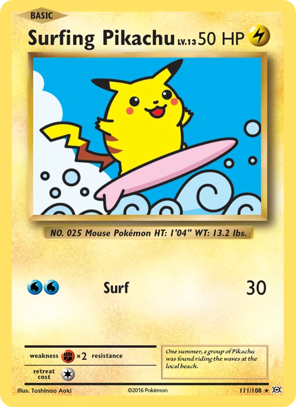 Surfing Pikachu full card art