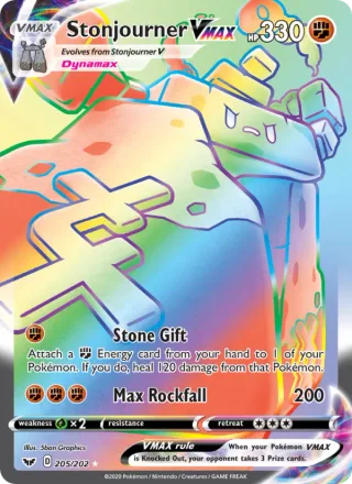 Stonjourner VMAX #205 · Sword & Shield Pokémon card