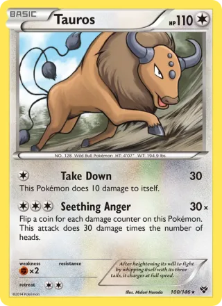 Tauros #100 · XY Pokémon card