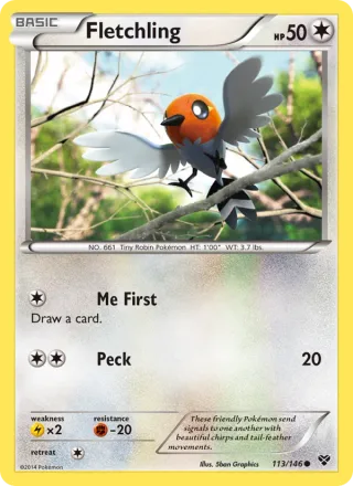 Fletchling #113 · XY Pokémon card
