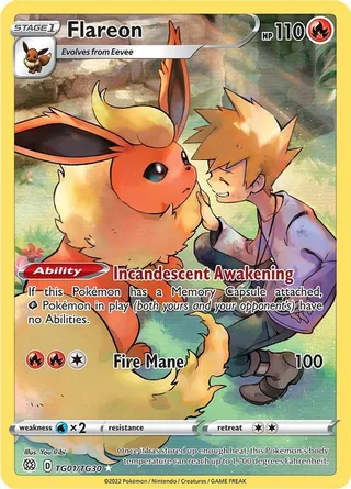Flareon #TG01 · Brilliant Stars Trainer Gallery Pokémon card